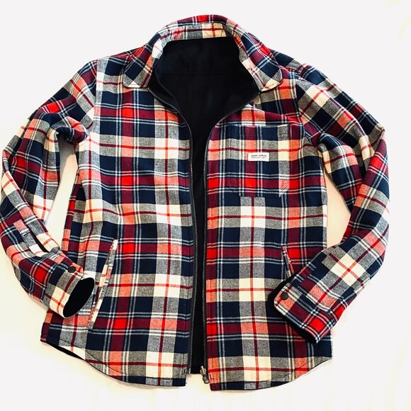 Banks Journal reversible jacket unisex Men's Medium barn jacket black red plaid - Picture 5 of 12
